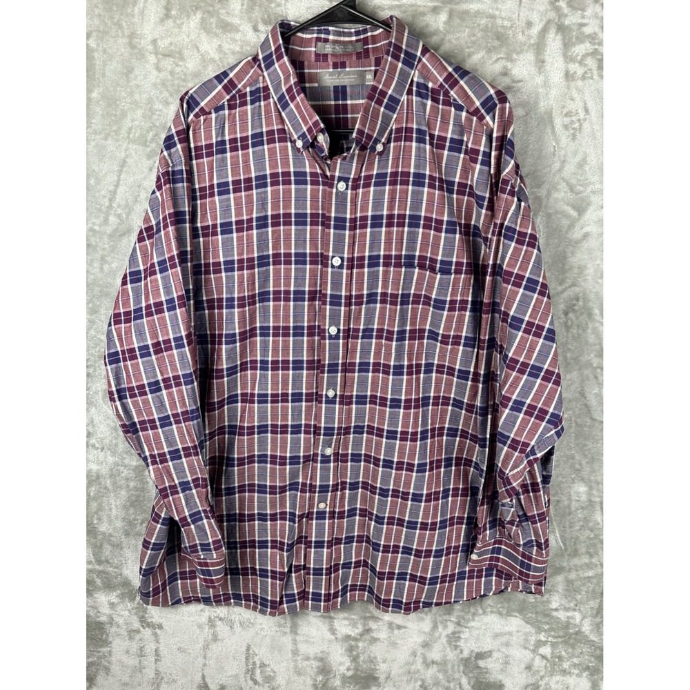 Daniel Cremieux Plaid Button Down Shirt Mens XXL Burgundy Blue Cotton‎ Casual